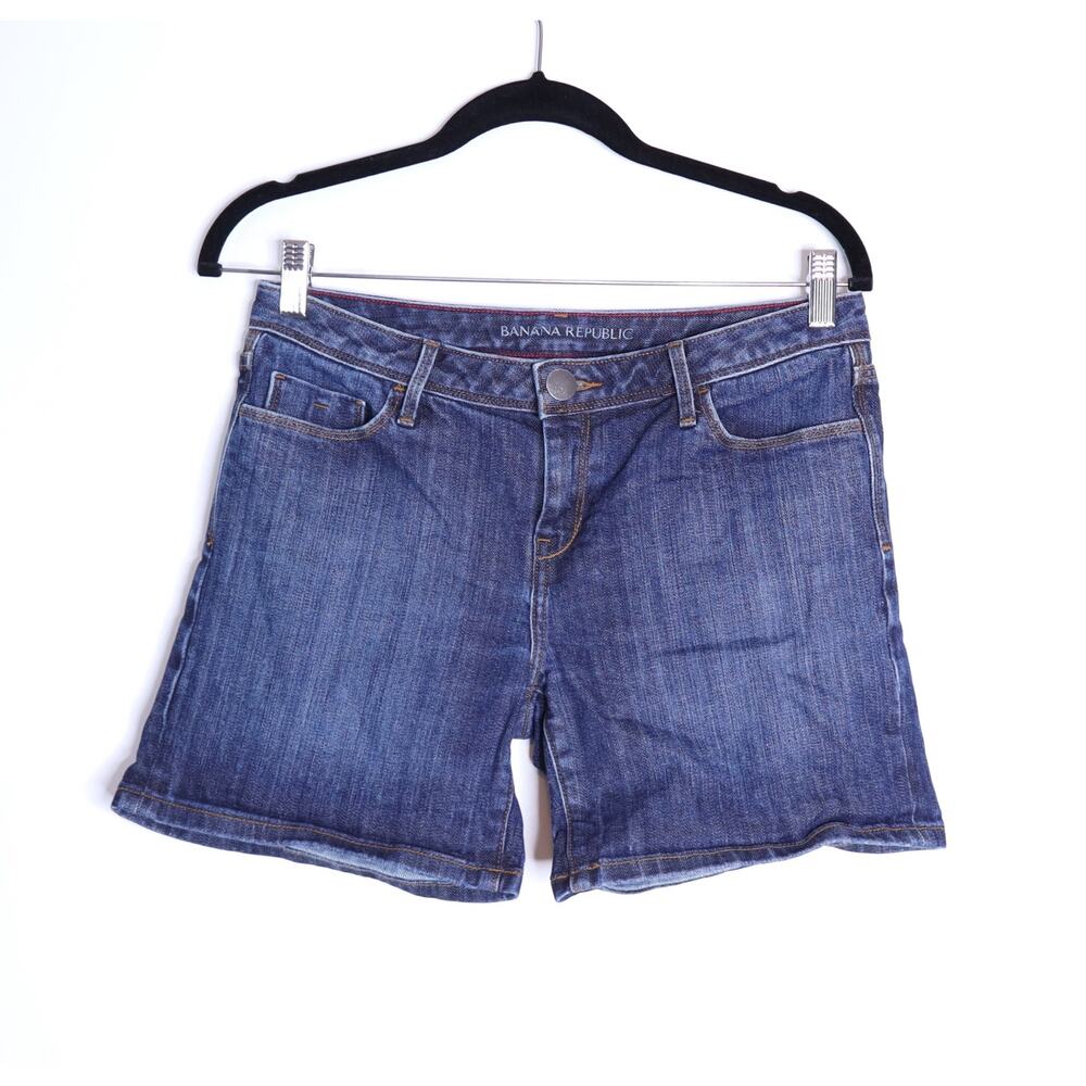 BANANA REPUBLIC Rollup Denim Shorts Dark Wash Mid Rise Blue Women's 27